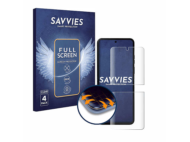SAVVIES 4x Flex Full-Cover 3D Curved Schutzfolie(für Motorola Razr 40 Ultra)