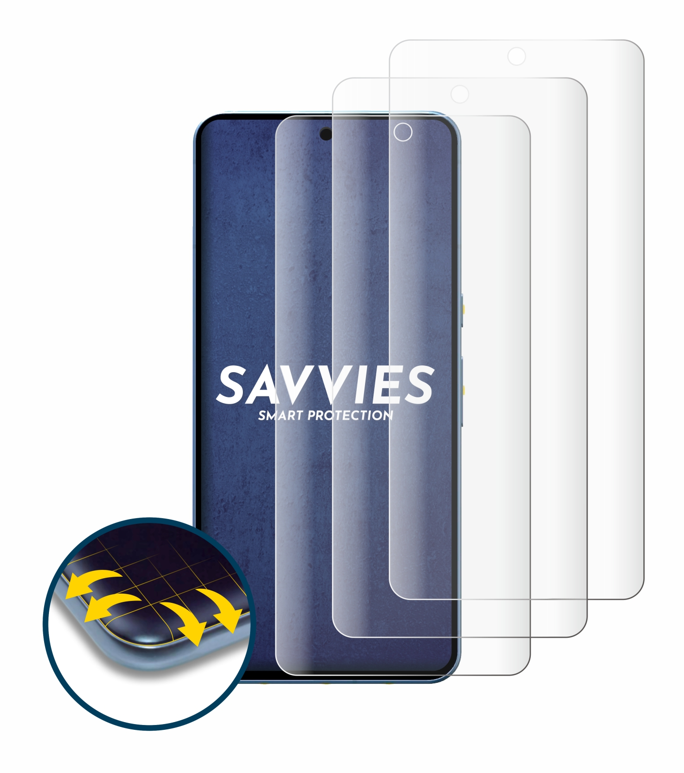 SAVVIES 4x Schutzfolie(für Curved Pixel Pro) Flex Full-Cover 8 Google 3D