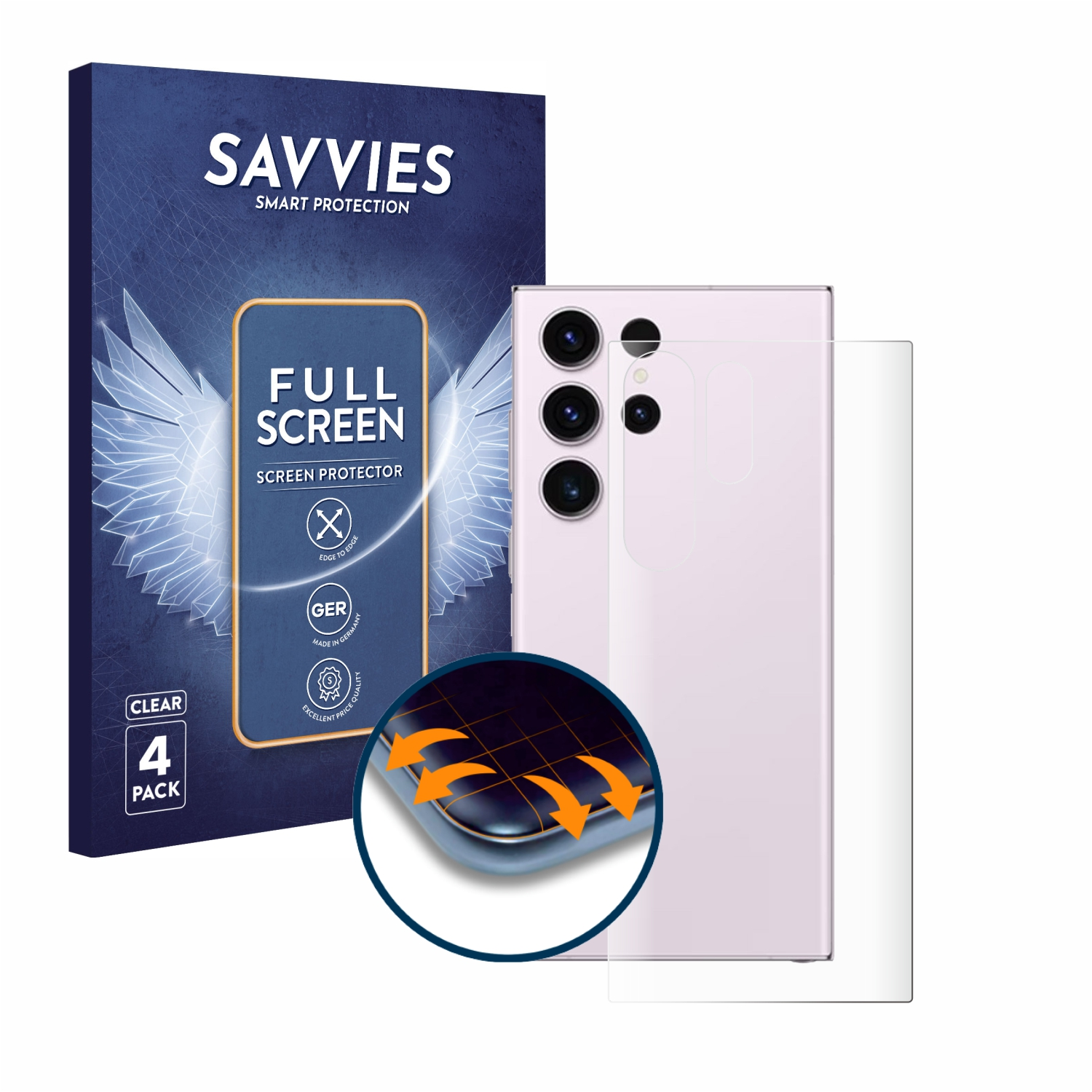 4x Schutzfolie(für SAVVIES Curved S23 Full-Cover Flex Samsung Galaxy 3D Ultra)