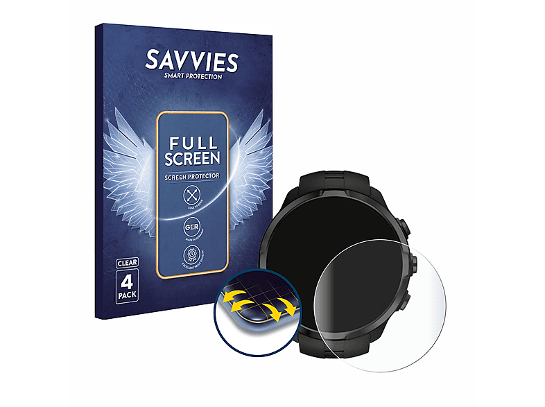 SAVVIES 4x Flex Full-Cover 3D Curved Schutzfolie(für Suunto Spartan Sport)