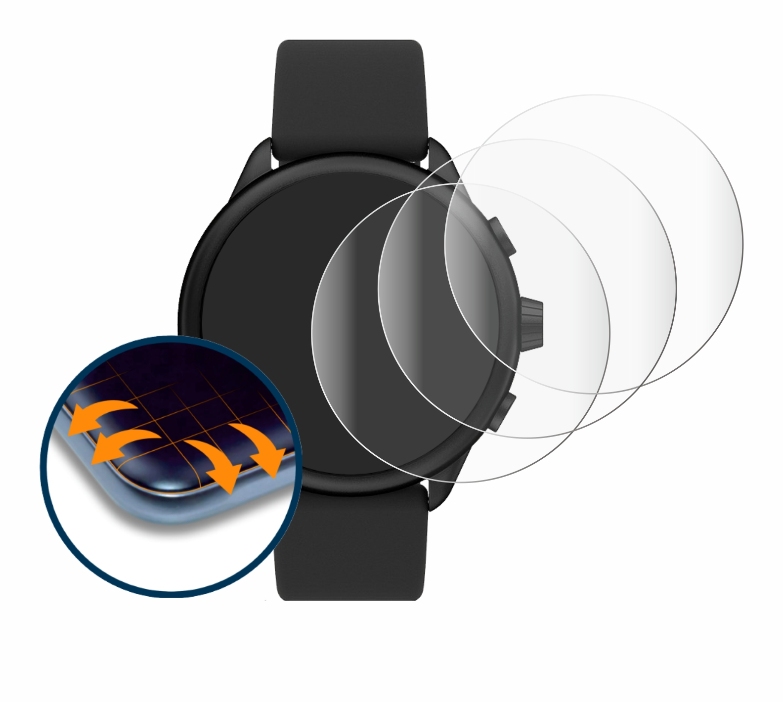 SAVVIES 4x Flex 6) Fossil Smartwatch Schutzfolie(für Full-Cover 3D Curved (Gen Wellness Hybrid)