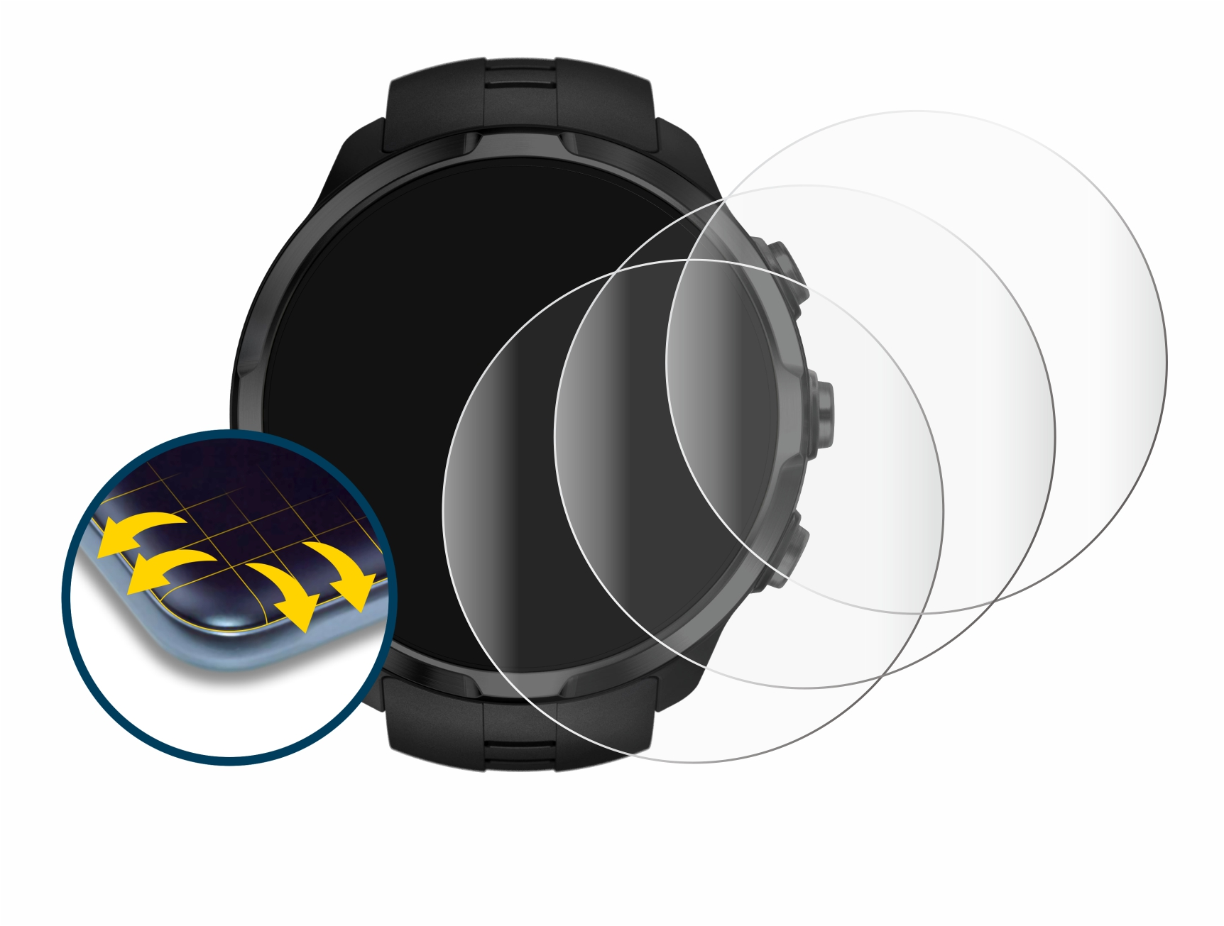 Sport) Full-Cover Schutzfolie(für 3D Curved SAVVIES 4x Flex Suunto Spartan