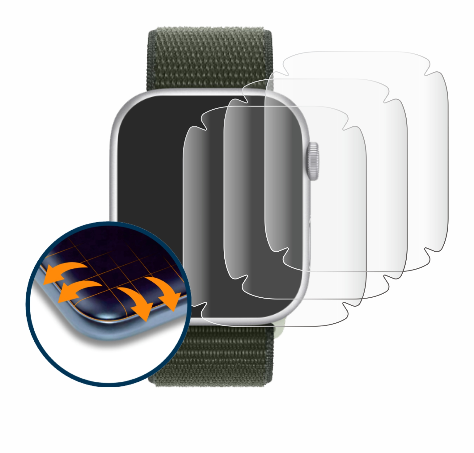 SAVVIES 4x Flex (41 Series Watch 9 Full-Cover Schutzfolie(für Curved mm)) 3D Apple