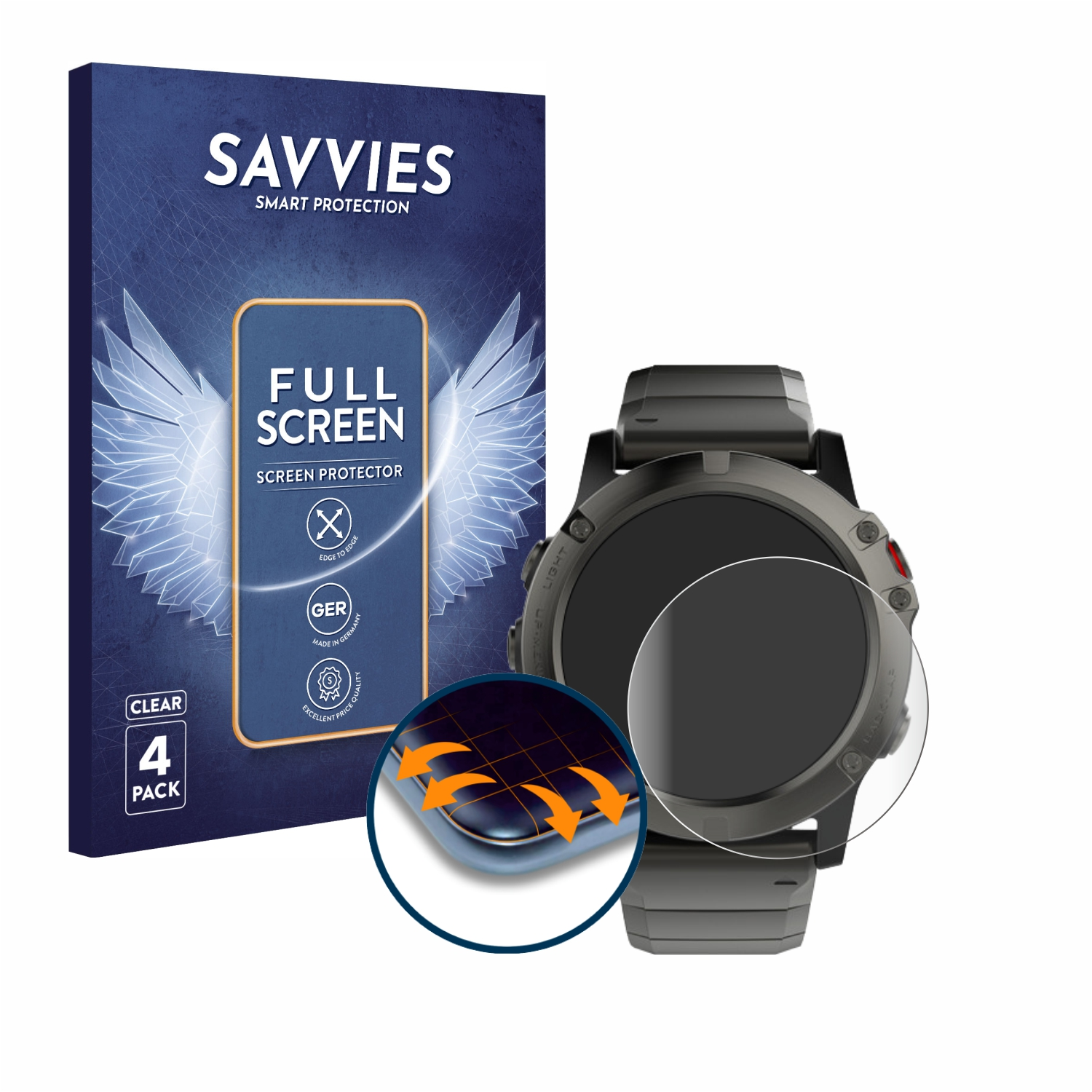SAVVIES 4x Flex Curved mm)) 5X 3D Schutzfolie(für (51 Full-Cover Fenix Garmin
