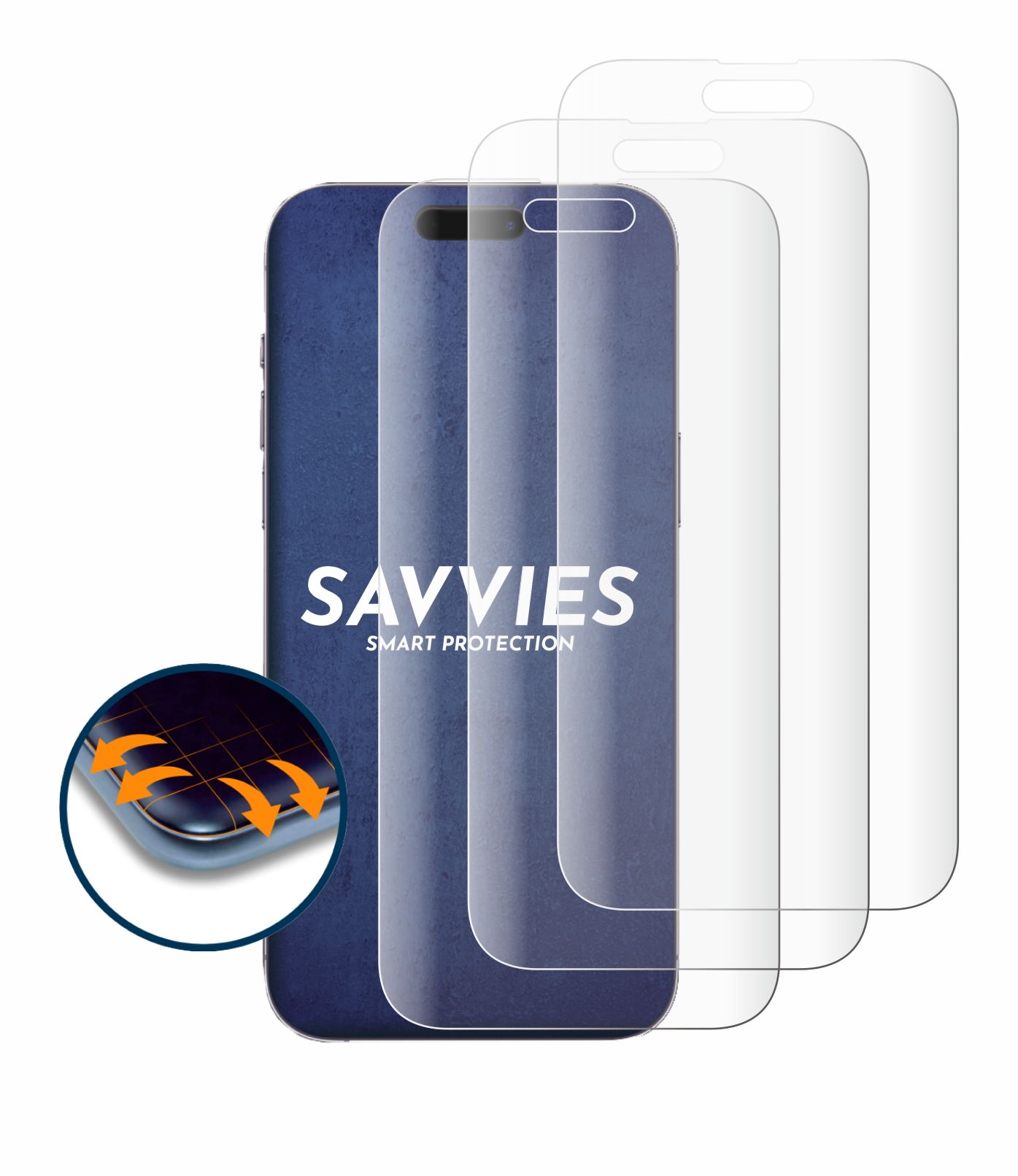 Pro 14 Schutzfolie(für iPhone SAVVIES Apple 3D Max) Curved 4x Full-Cover Flex