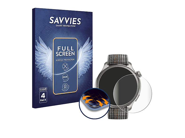 SAVVIES 4x Flex Full-Cover 3D Curved Schutzfolie(für Huami Amazfit Balance)