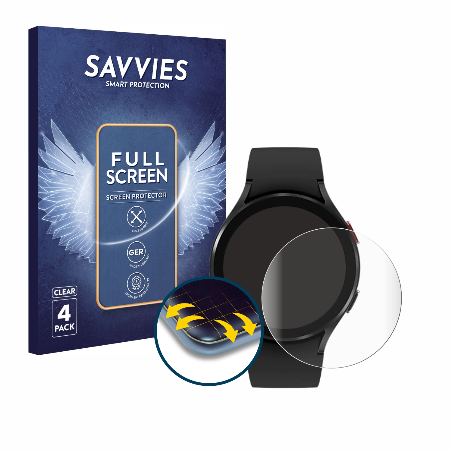Galaxy 3D Full-Cover 4 Schutzfolie(für Samsung SAVVIES Curved 4x (44mm)) Flex Watch