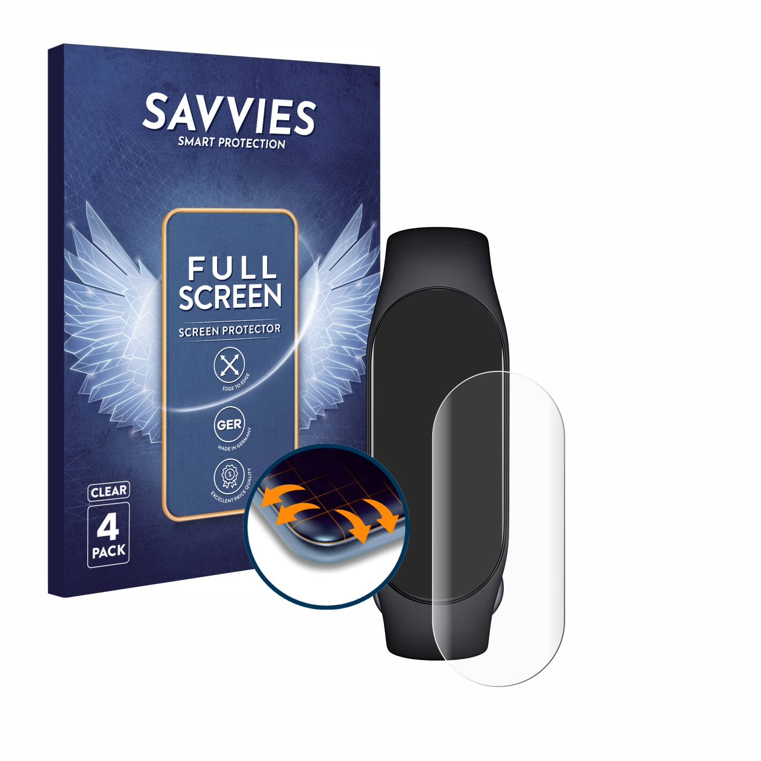 SAVVIES 4x Smart Flex Full-Cover Band 7) Curved 3D Mi Xiaomi Schutzfolie(für