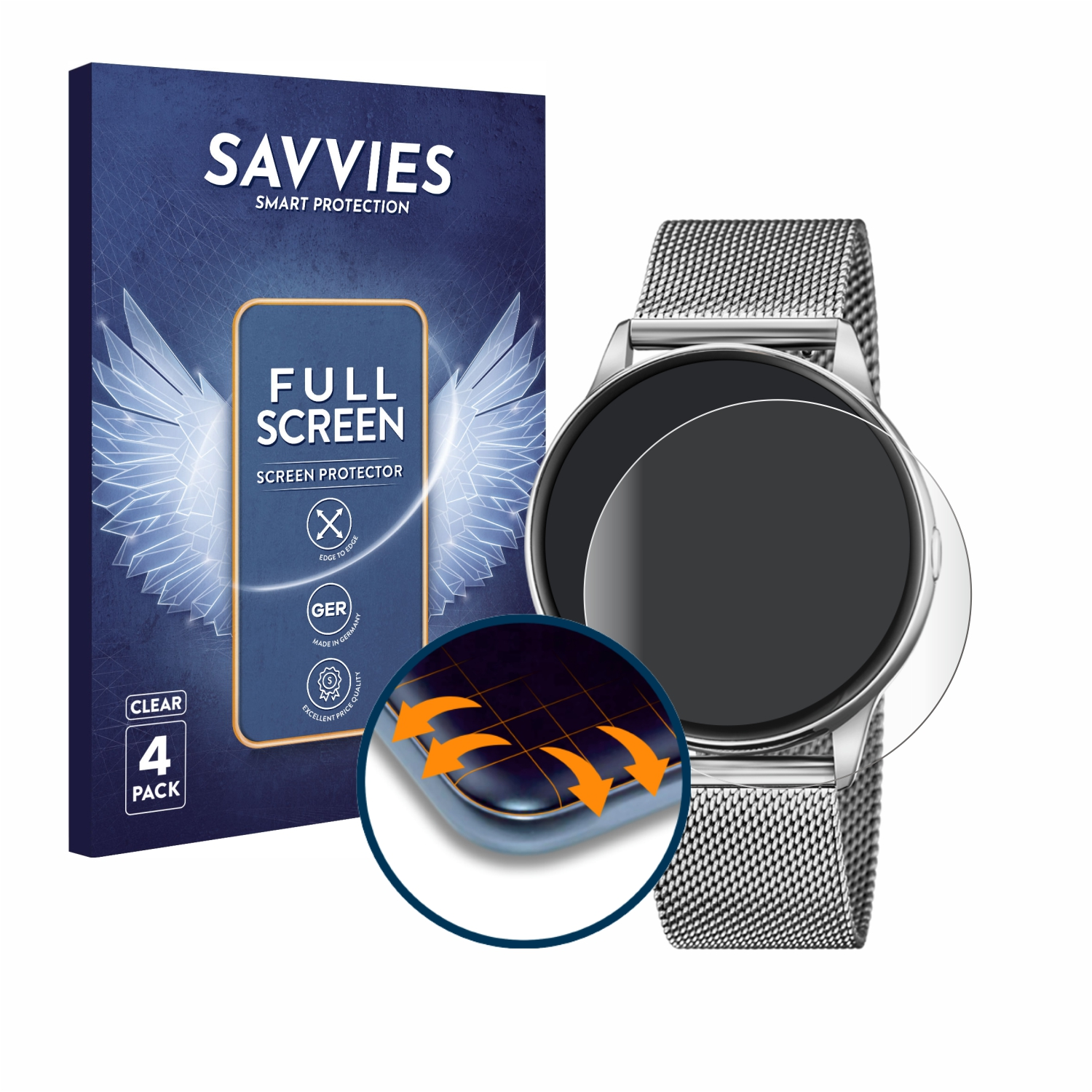 Full-Cover SAVVIES Smartime 3D 50015/1) Curved Schutzfolie(für 4x Flex Lotus