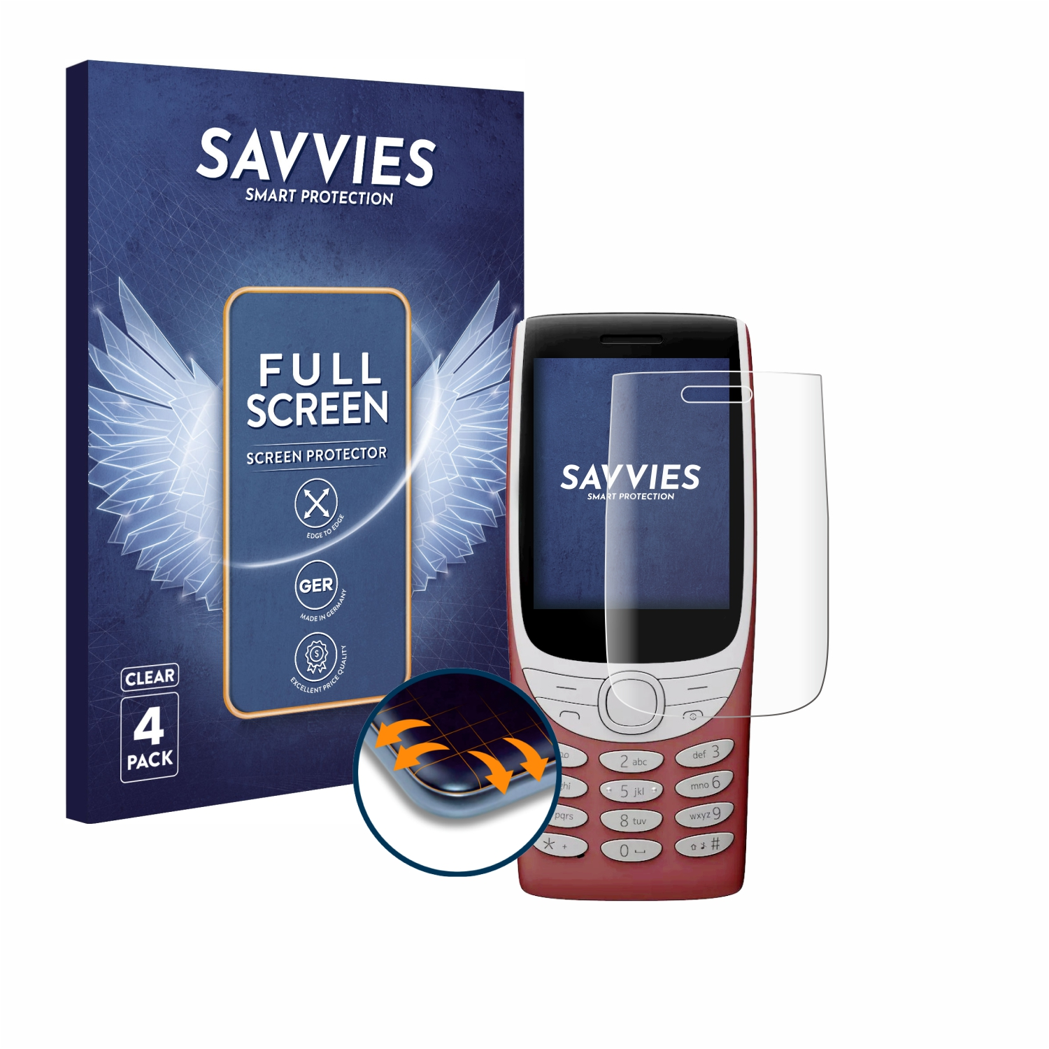 3D 8210 Curved Full-Cover SAVVIES Nokia 4G) Flex Schutzfolie(für 4x