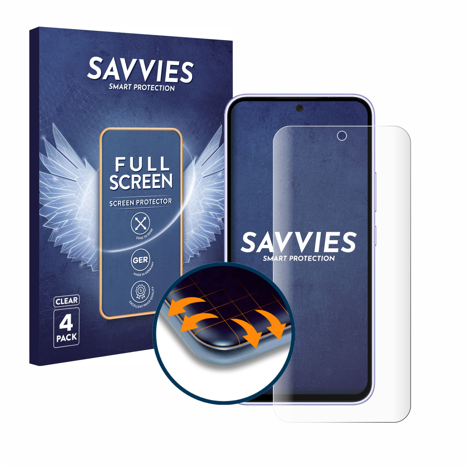 SAVVIES 4x Flex Full-Cover 3D A54 5G) Schutzfolie(für Curved Samsung Galaxy