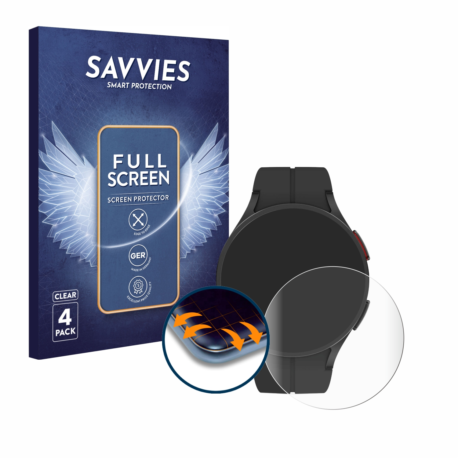 Pro) Watch Galaxy Full-Cover 3D SAVVIES Curved 5 Samsung Flex Schutzfolie(für 4x