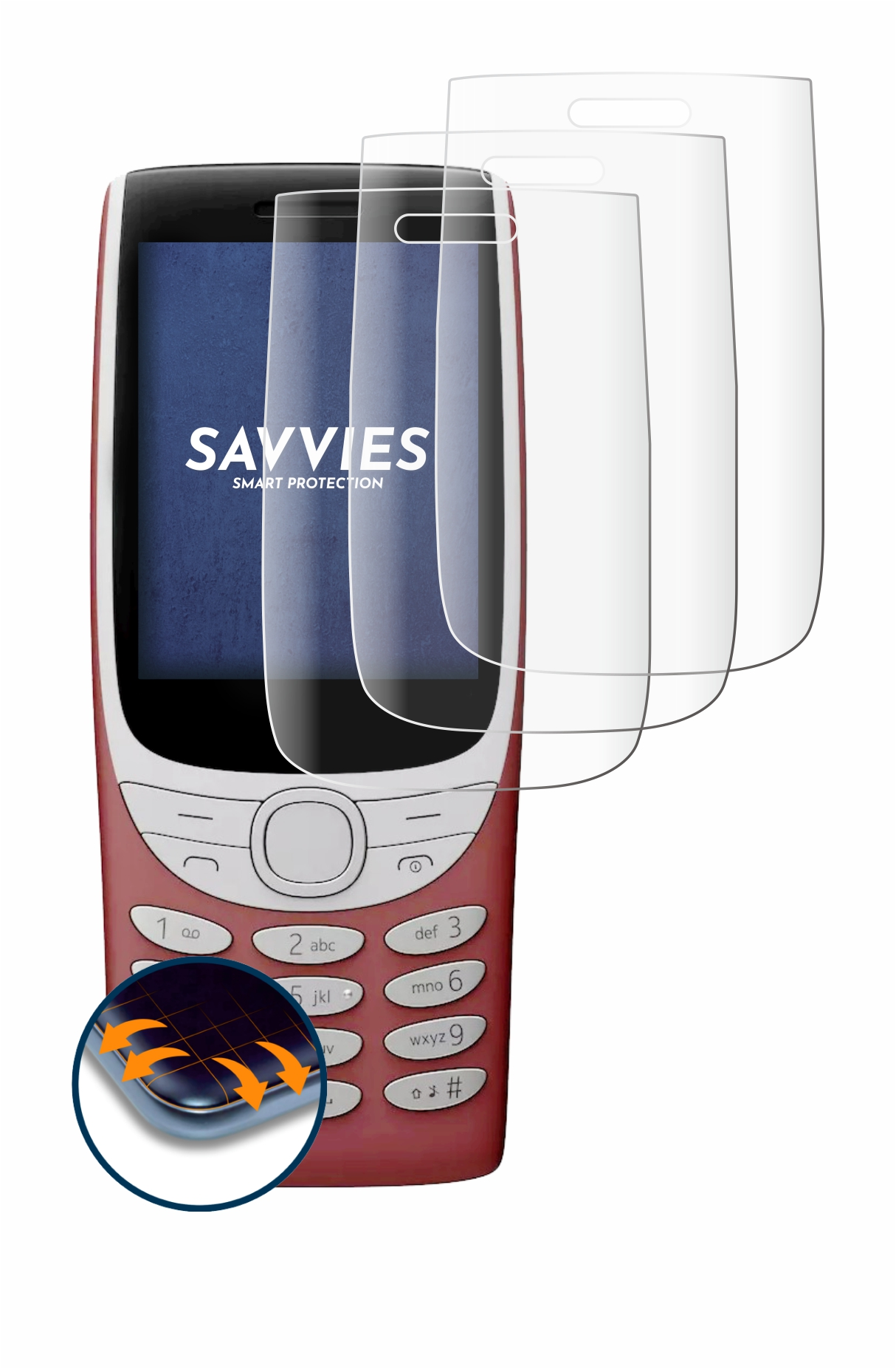 3D 8210 Curved Full-Cover SAVVIES Nokia 4G) Flex Schutzfolie(für 4x