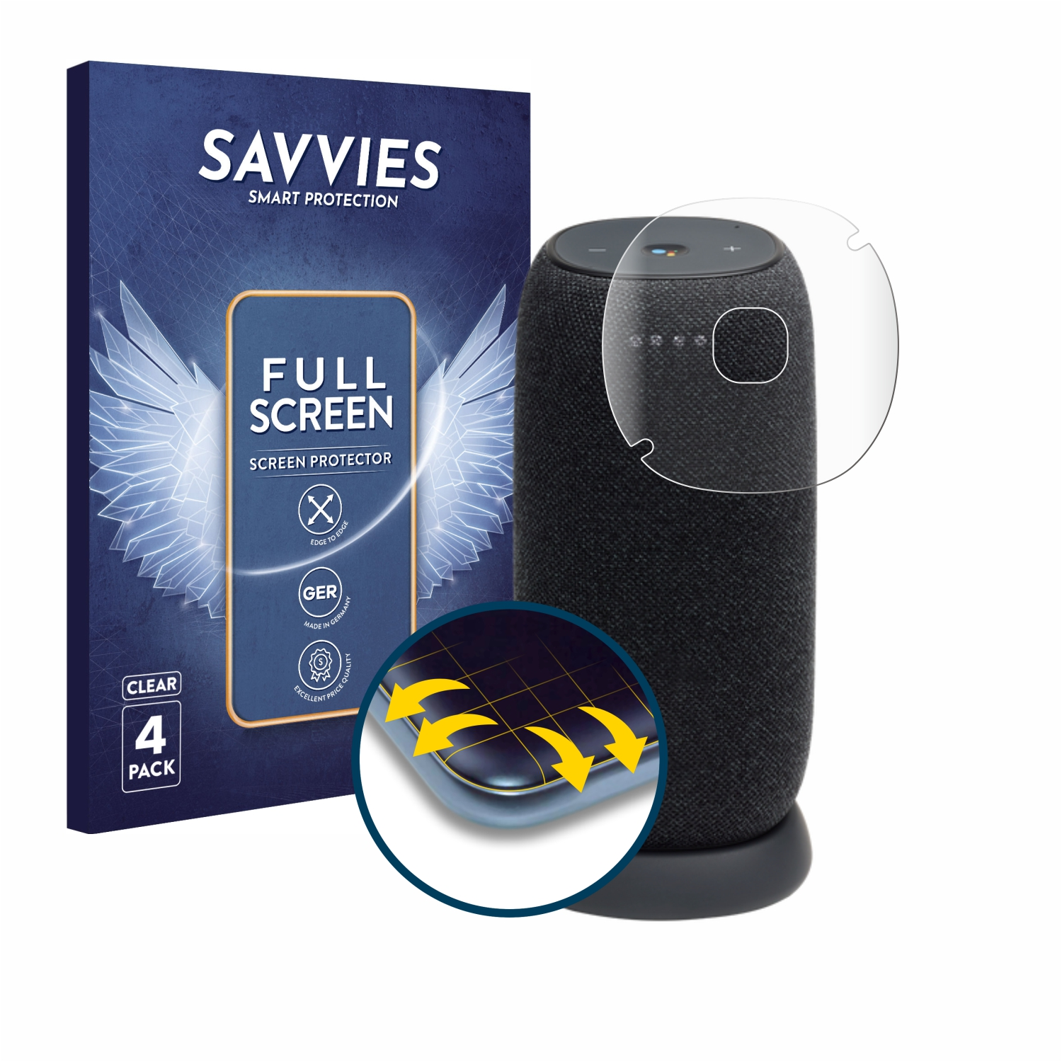 SAVVIES 4x Flex Full-Cover Link Portable) JBL Curved 3D Schutzfolie(für