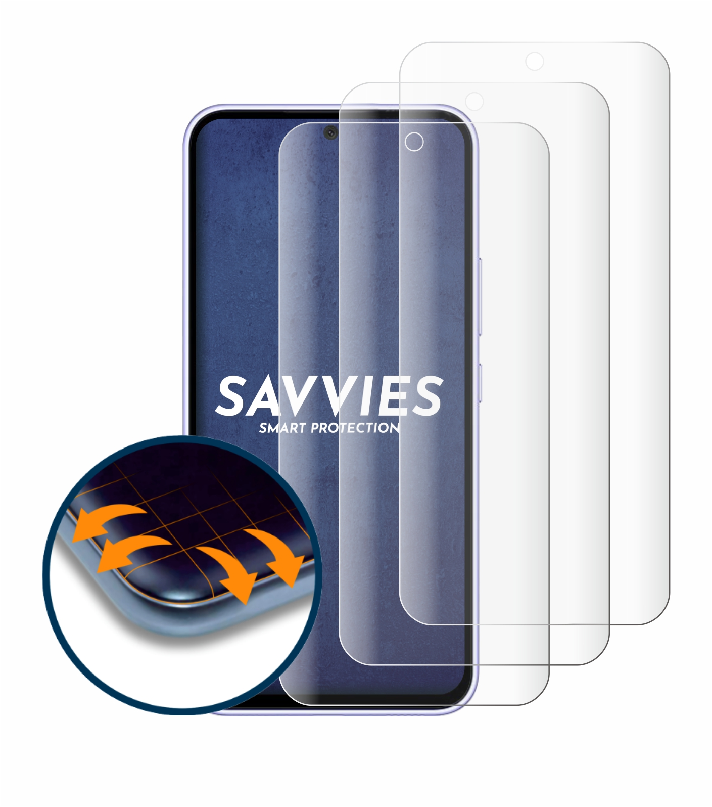 SAVVIES 4x Flex Full-Cover 3D A54 5G) Schutzfolie(für Curved Samsung Galaxy