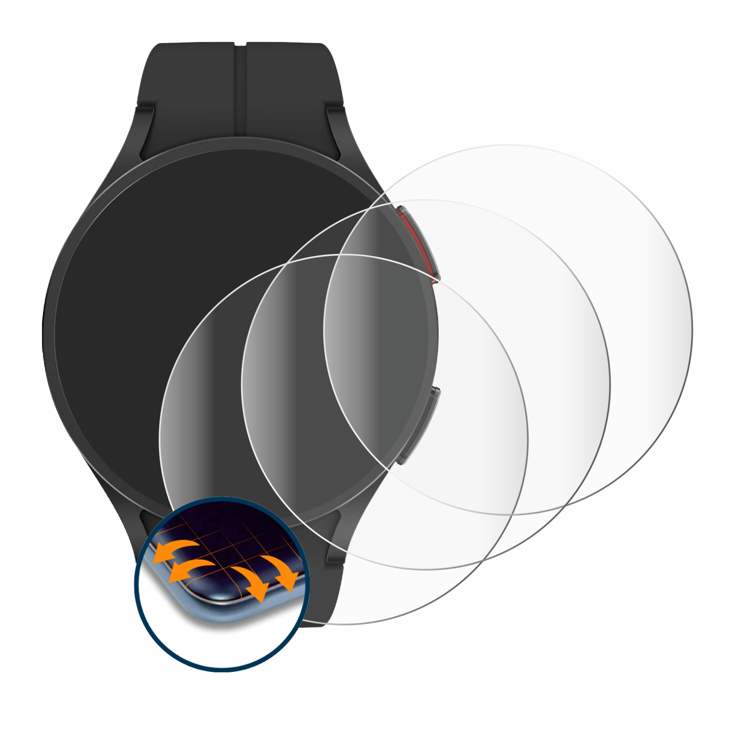 SAVVIES 4x 5 Watch Samsung Pro) Curved Flex Full-Cover 3D Schutzfolie(für Galaxy