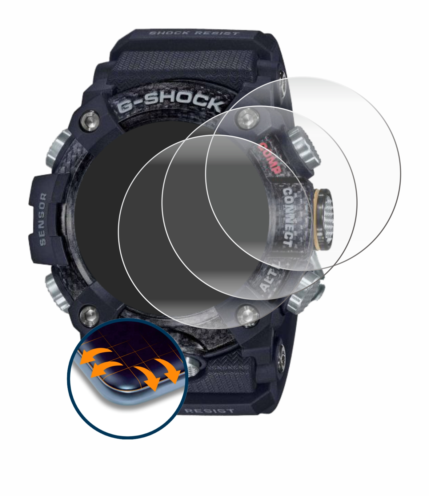 SAVVIES 4x Flex GG-B100-1AER) Mudmaster Casio 3D Curved G-Shock Schutzfolie(für Full-Cover