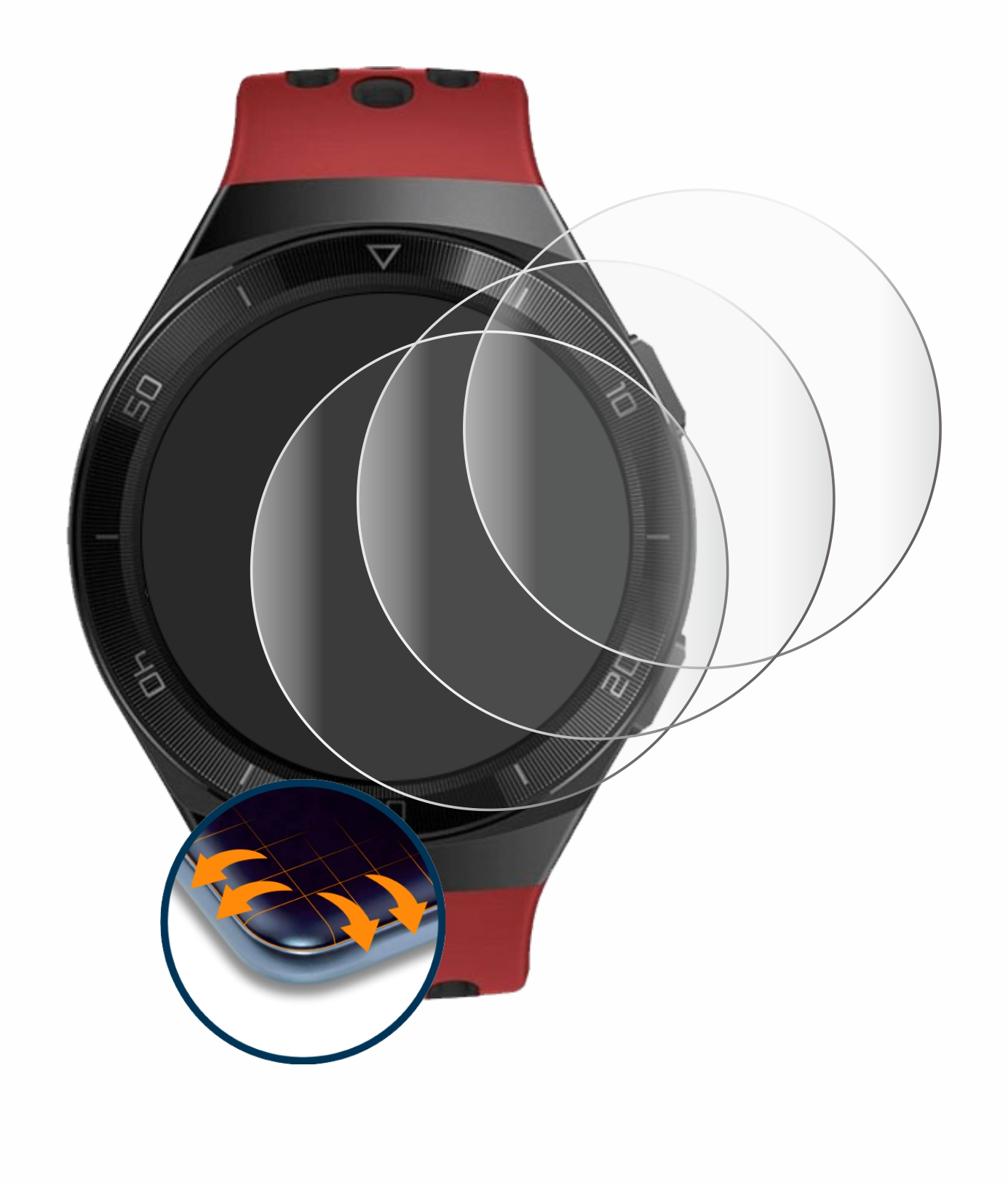 SAVVIES 4x 2e) Schutzfolie(für Curved Full-Cover Watch GT Flex Huawei 3D