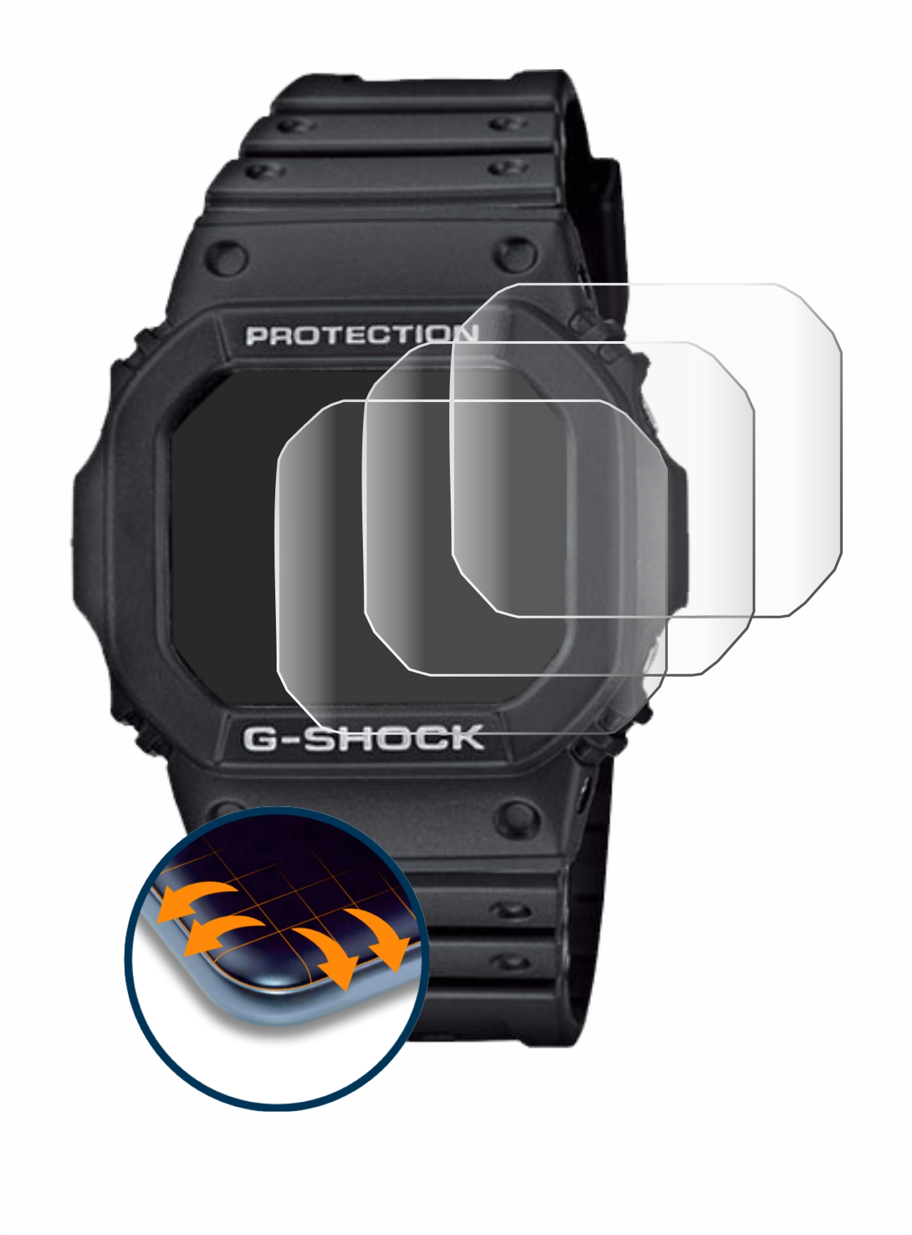 SAVVIES 4x Flex Full-Cover 3D GW-M5610-1ER) Curved Casio G-Shock Schutzfolie(für