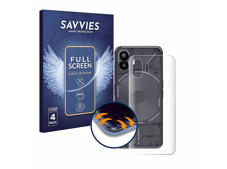 Phone Flex 3D Nothing SAVVIES 4x (2)) Curved Full-Cover Schutzfolie(für