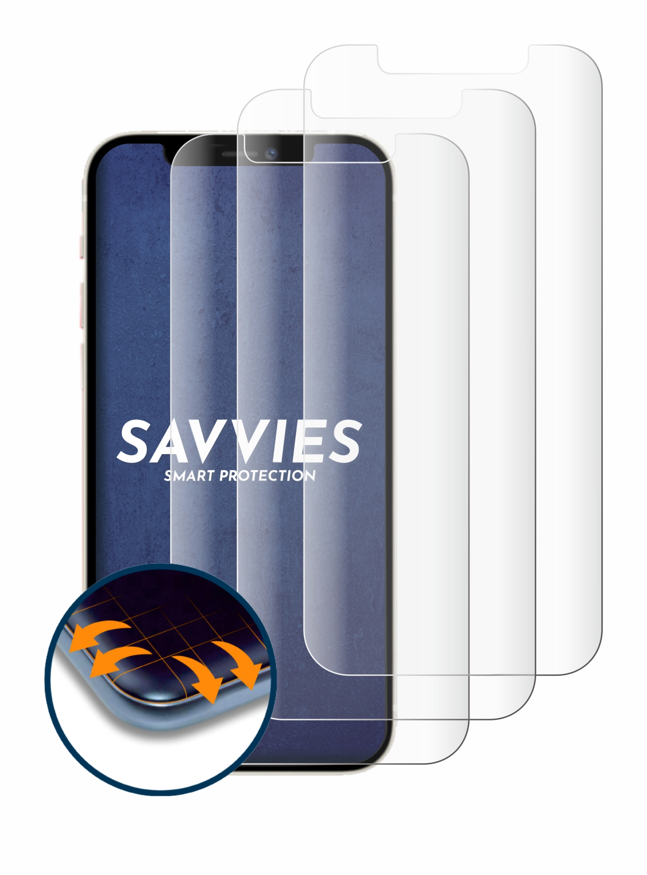 Flex iPhone Curved Apple 4x Schutzfolie(für SAVVIES 3D 12) Full-Cover