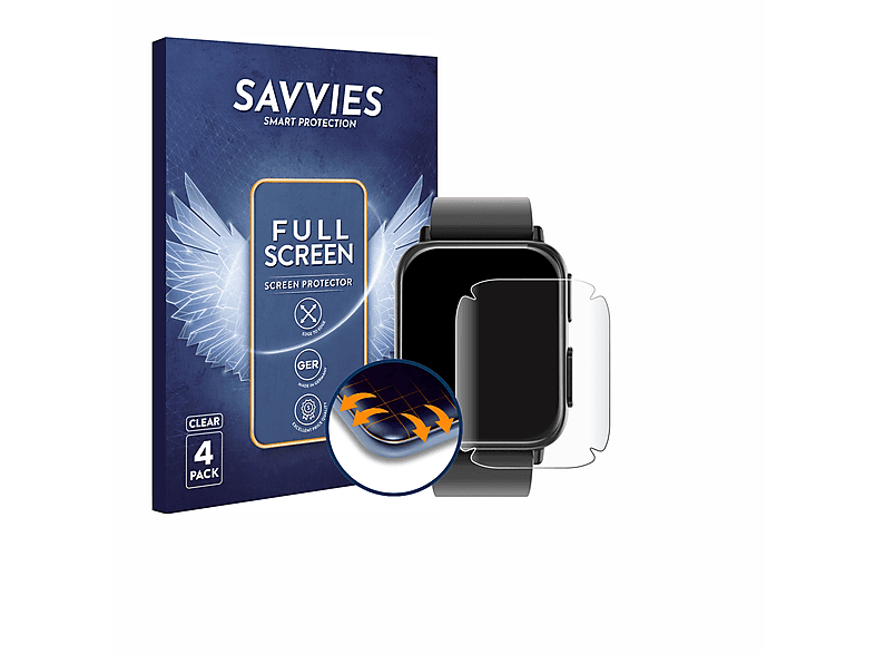 SAVVIES 4x Flex Full-Cover 3D Curved Schutzfolie(für Kardena Care Plus 2)