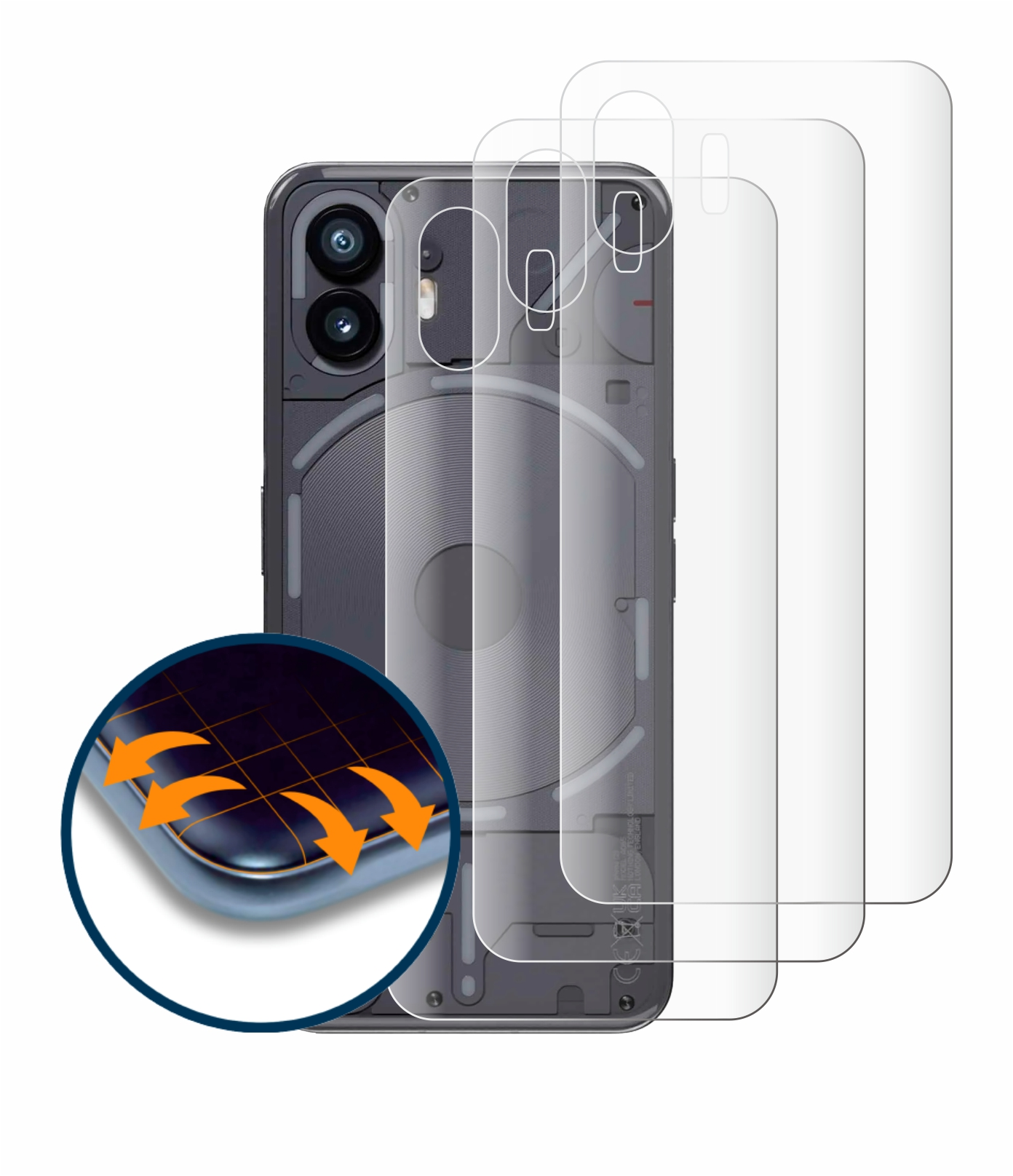 Phone Flex 3D Nothing SAVVIES 4x (2)) Curved Full-Cover Schutzfolie(für