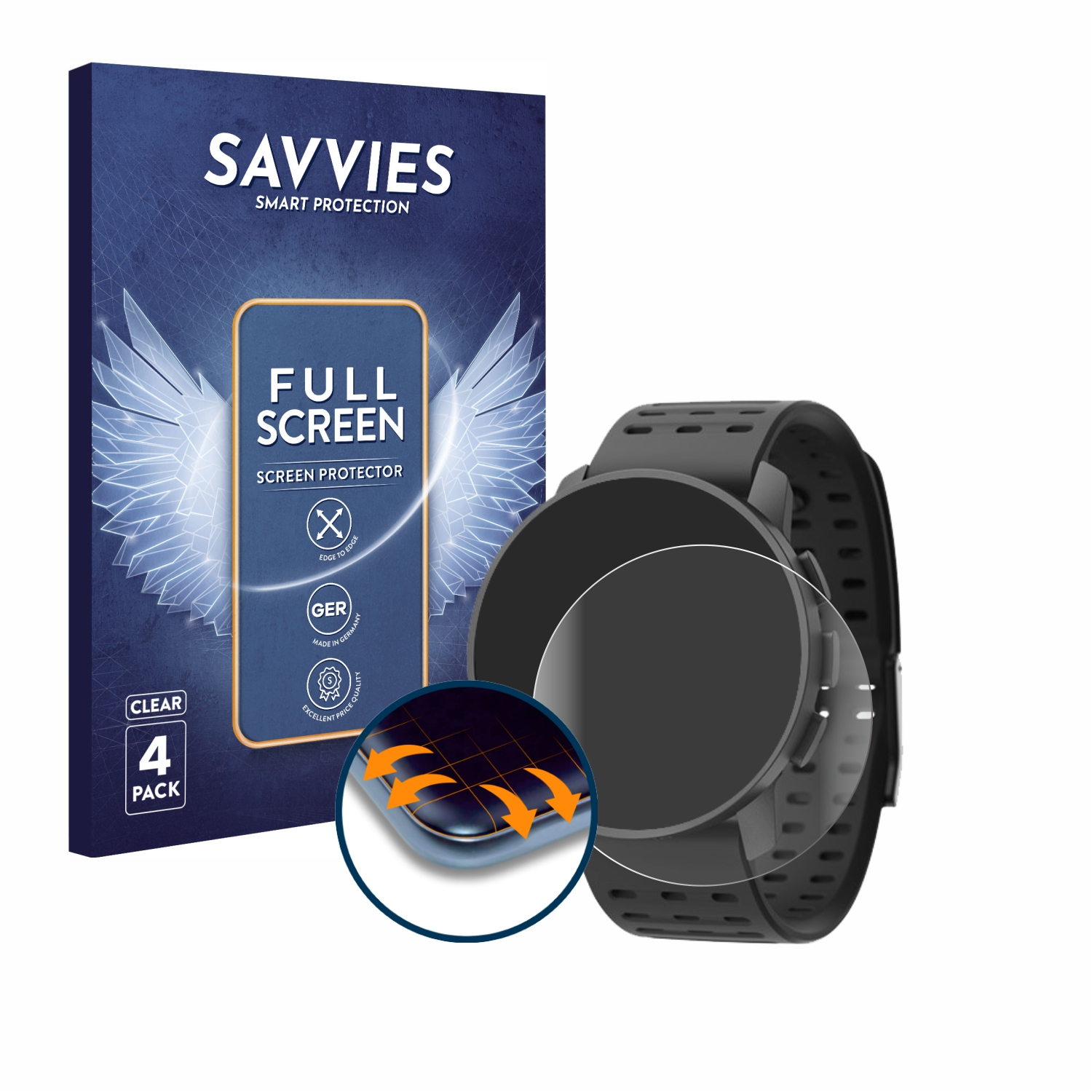 SAVVIES 4x Flex Full-Cover 3D 9 Curved Schutzfolie(für Pro) Suunto Peak