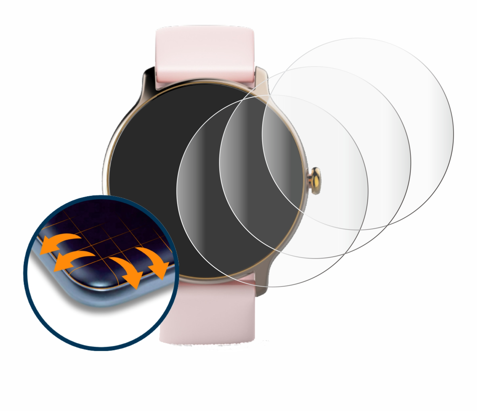 4x Full-Cover Watch Hama Fit 4910) 3D Curved Schutzfolie(für SAVVIES Flex