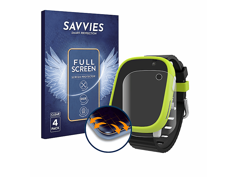 SAVVIES 4x Flex Full-Cover 3D Curved Schutzfolie(für Xplora X6 Play)