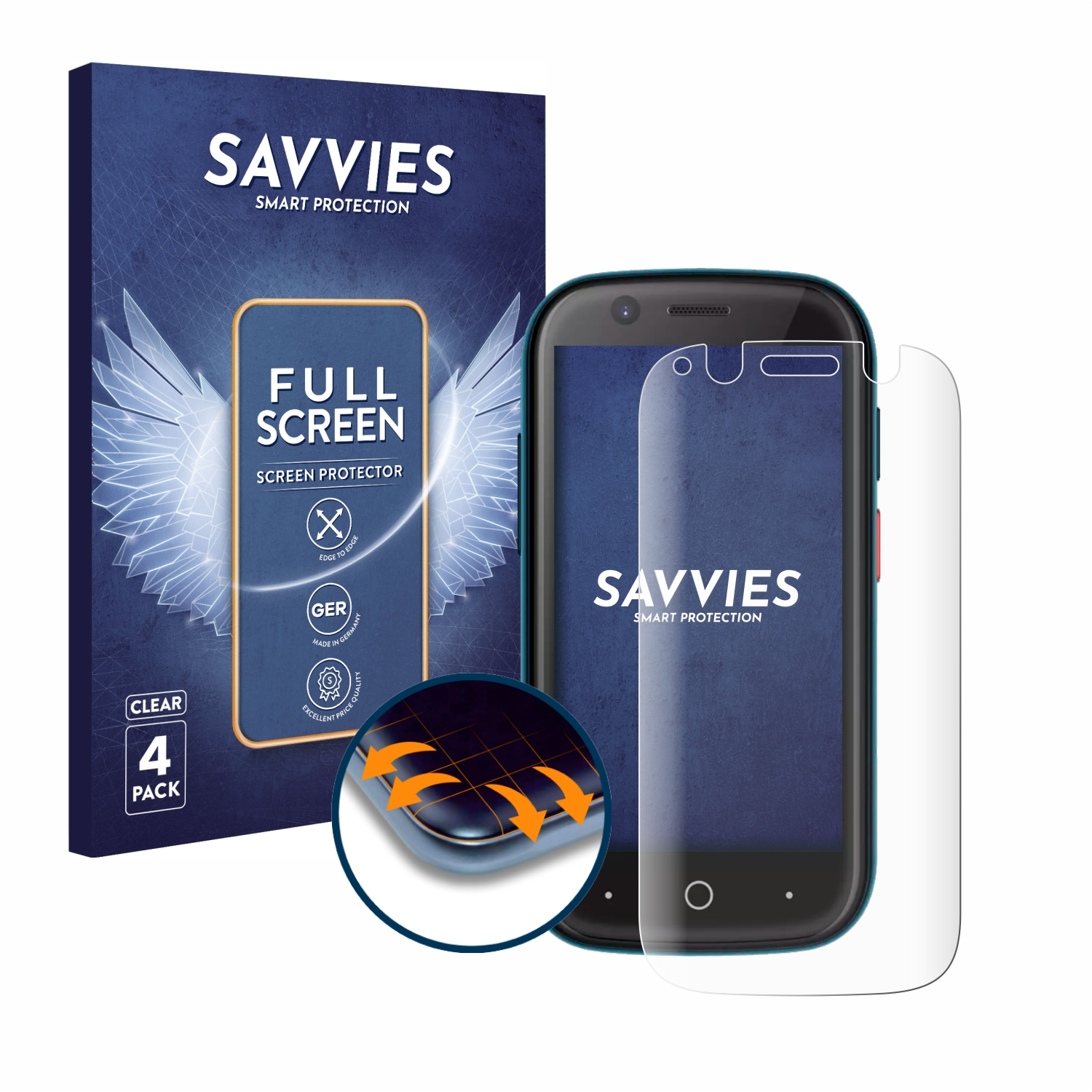 SAVVIES 4x Flex Schutzfolie(für Jelly Curved Full-Cover 3D Unihertz 2)