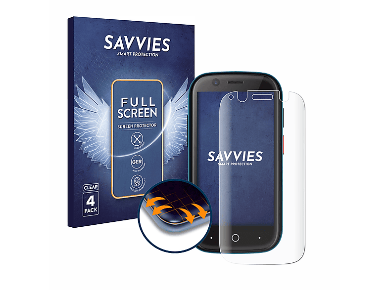 SAVVIES 4x Flex Unihertz Curved Jelly Full-Cover 3D 2) Schutzfolie(für