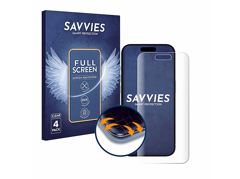 Schutzfolie(für Apple Curved SAVVIES 4x 15) Flex Full-Cover 3D iPhone