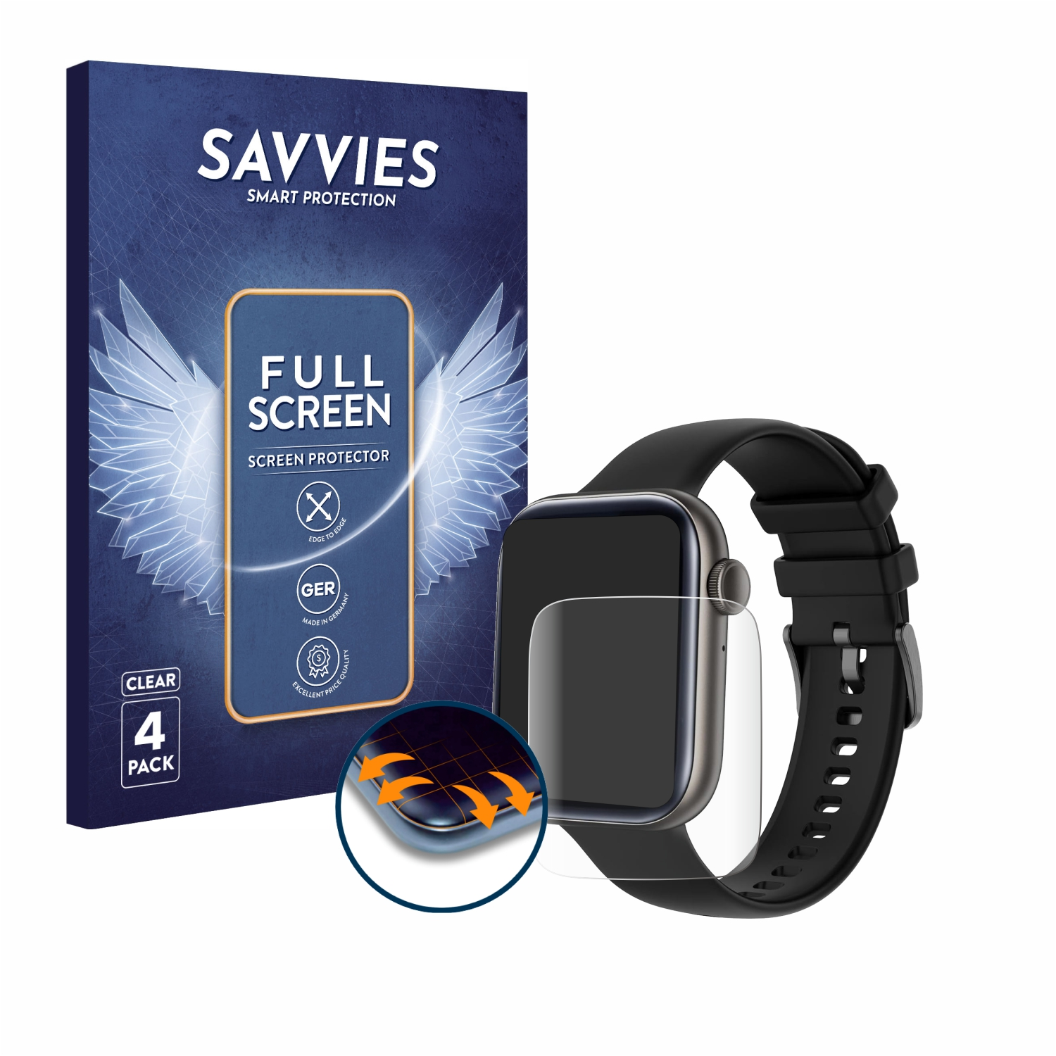SAVVIES 4x Flex P45 Full-Cover Curved Schutzfolie(für AMZSA 3D 1.8\