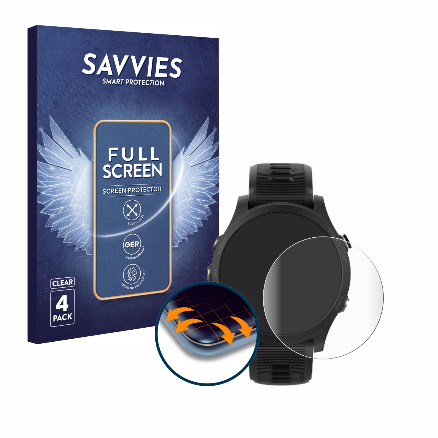 Garmin 3D SAVVIES Forerunner 4x Full-Cover Flex Curved Schutzfolie(für 935)