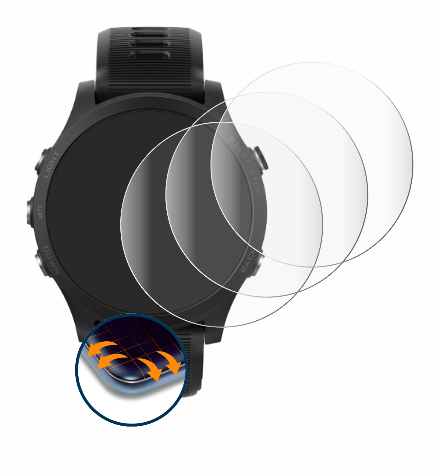 Flex SAVVIES 935) Curved Schutzfolie(für Forerunner 3D Garmin 4x Full-Cover