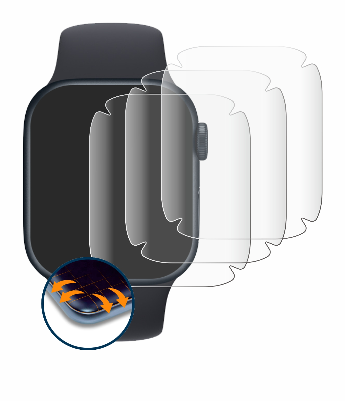 Full-Cover Watch (41 Series 3D Curved Schutzfolie(für SAVVIES Flex Apple 4x 8 mm))