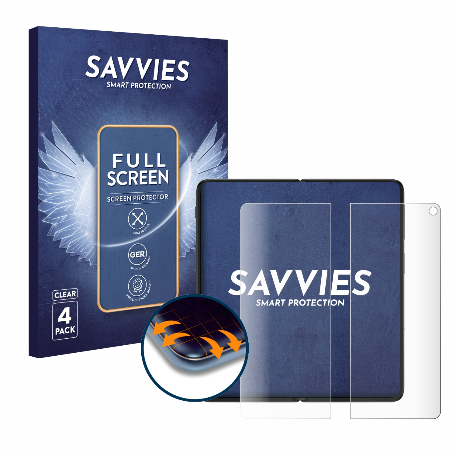 SAVVIES 4x Flex 3D (Inneres OnePlus Full-Cover Display)) Schutzfolie(für Open Curved