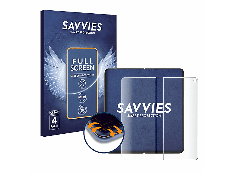 SAVVIES 4x Flex Full-Cover 3D Curved Schutzfolie(für OnePlus Open (Inneres Display)) | Displayschutzfolien & Gläser