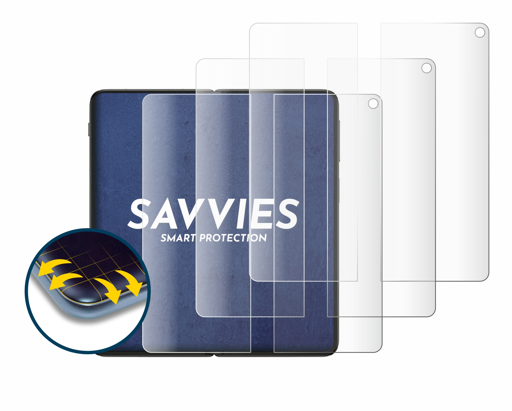 SAVVIES 4x Flex Curved Open Display)) 3D (Inneres Full-Cover OnePlus Schutzfolie(für