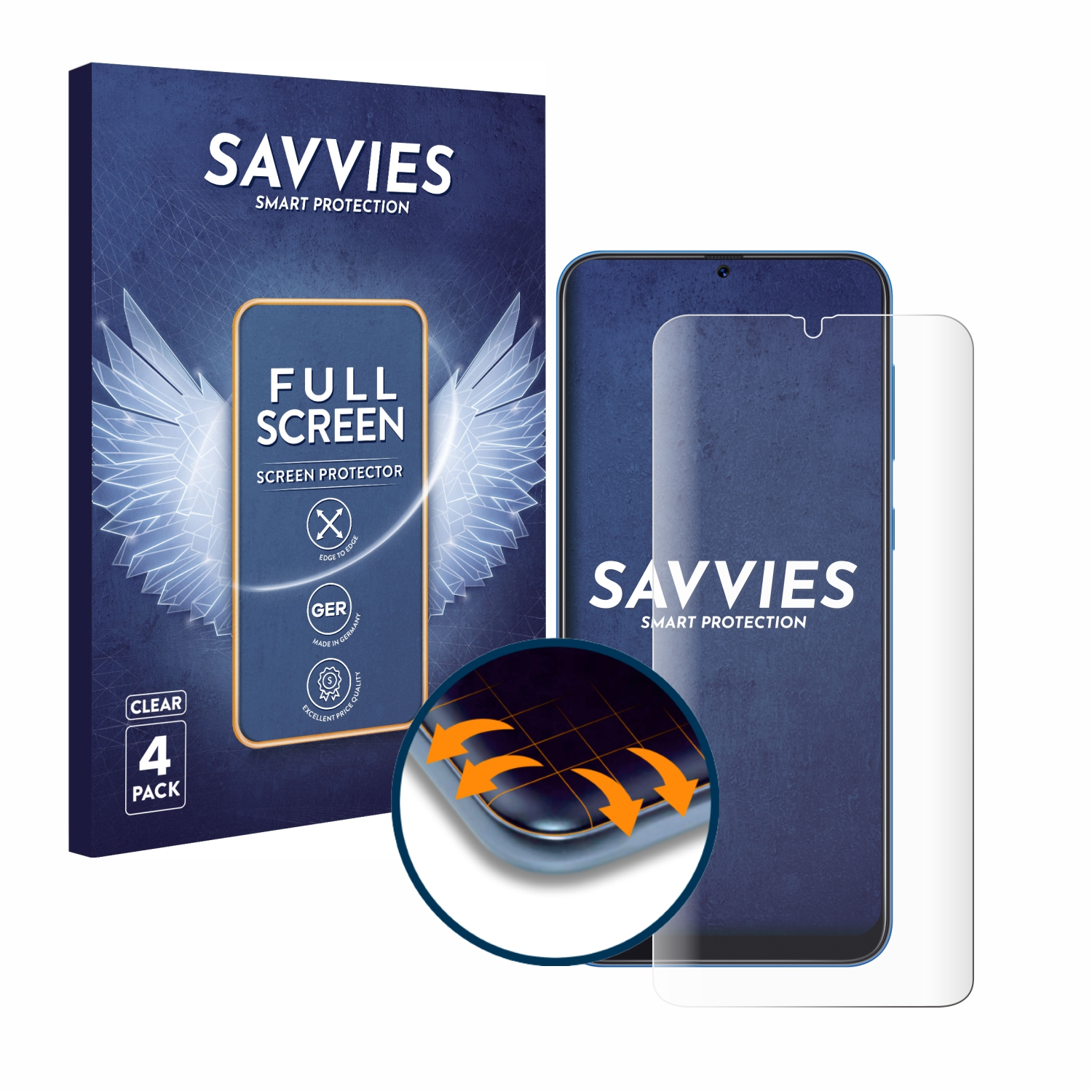 SAVVIES Curved A50) Samsung Galaxy Schutzfolie(für 4x Full-Cover Flex 3D