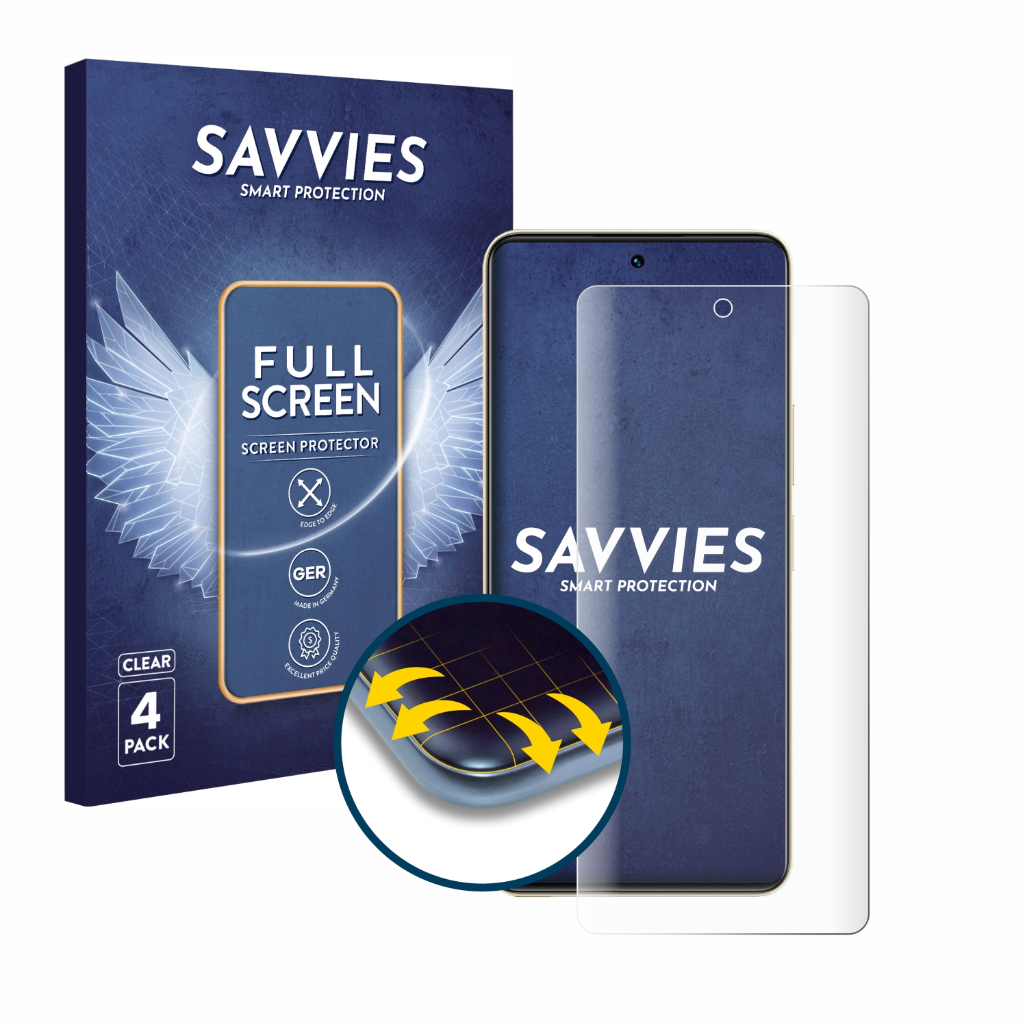 Full-Cover Flex 3D Y36) Schutzfolie(für SAVVIES 4x Curved Vivo