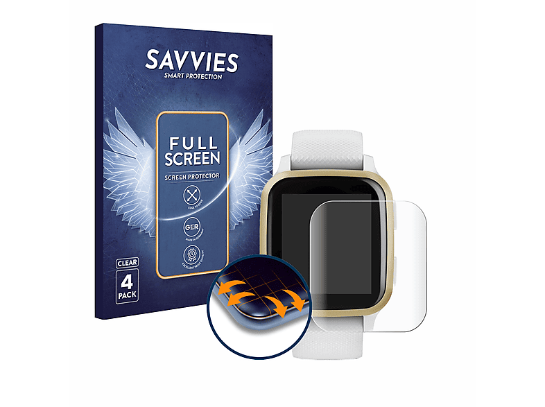 SAVVIES 4x Flex Full-Cover 3D Curved Schutzfolie(für Garmin Venu Sq)