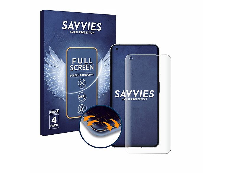 SAVVIES 4x Flex Full-Cover 3D Curved Schutzfolie(für Nothing Phone (1) (case-friendly))