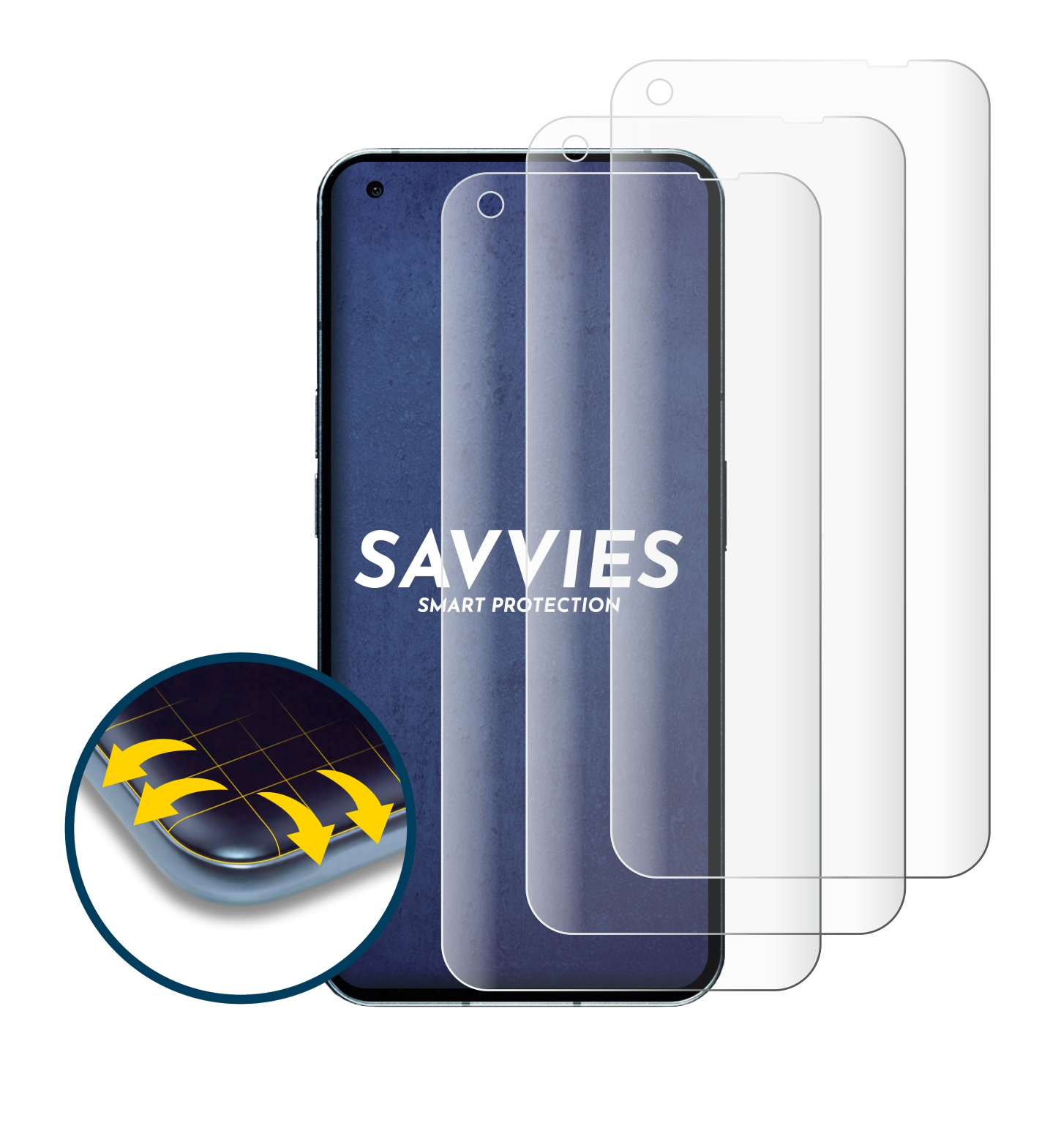 SAVVIES 4x Flex (1) Phone Schutzfolie(für Curved 3D Nothing (case-friendly)) Full-Cover