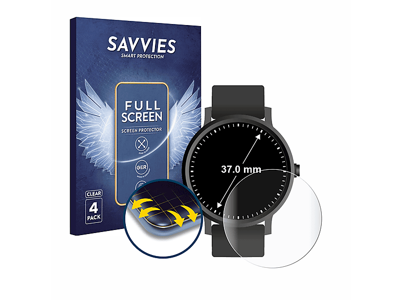 SAVVIES 4x Flex 37 Curved Kreisrunde (ø: 3D Schutzfolie(für Universal mm)) Full-Cover Displays