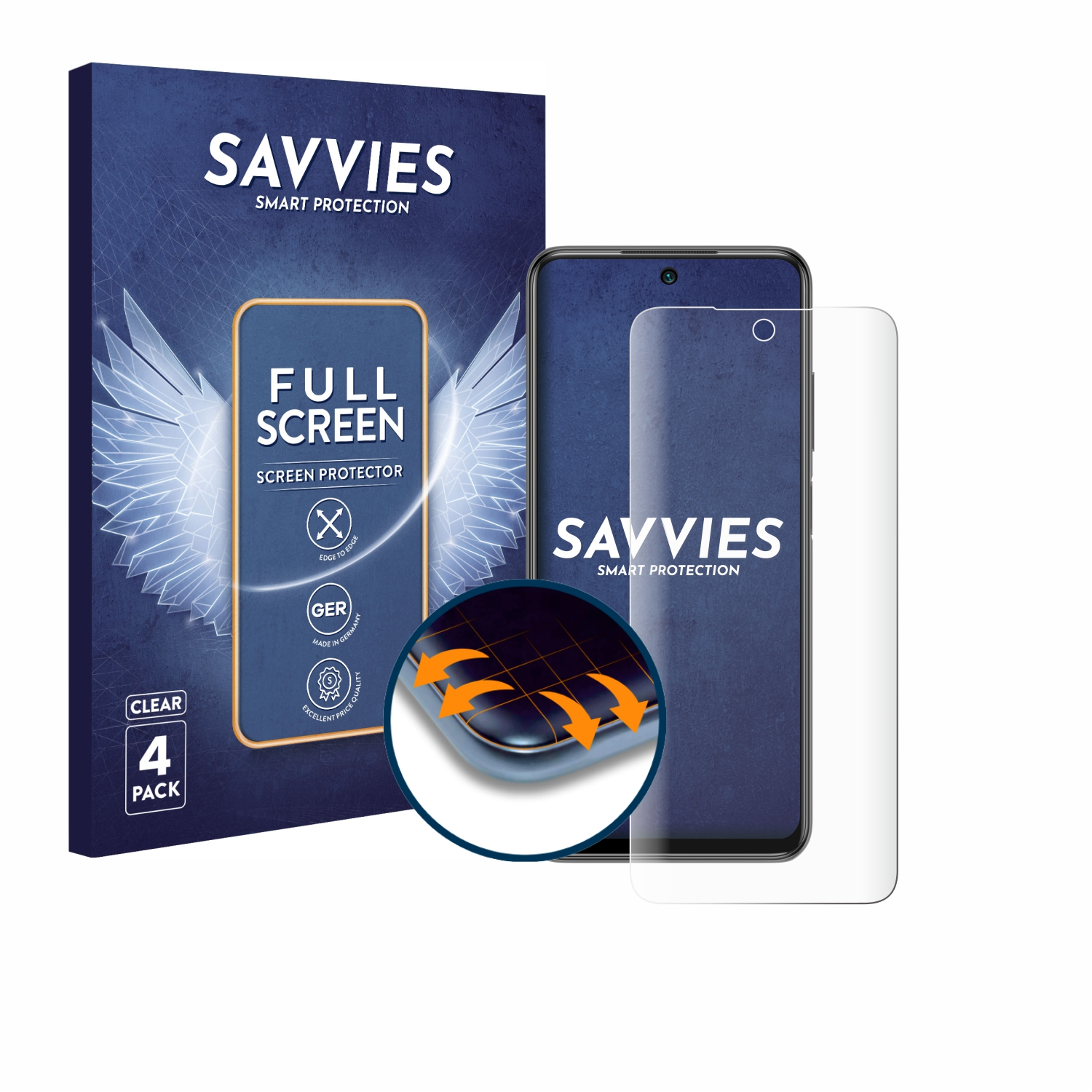 SAVVIES 4x Flex Full-Cover Xiaomi Curved 3D Note 10 Redmi Schutzfolie(für 5G)