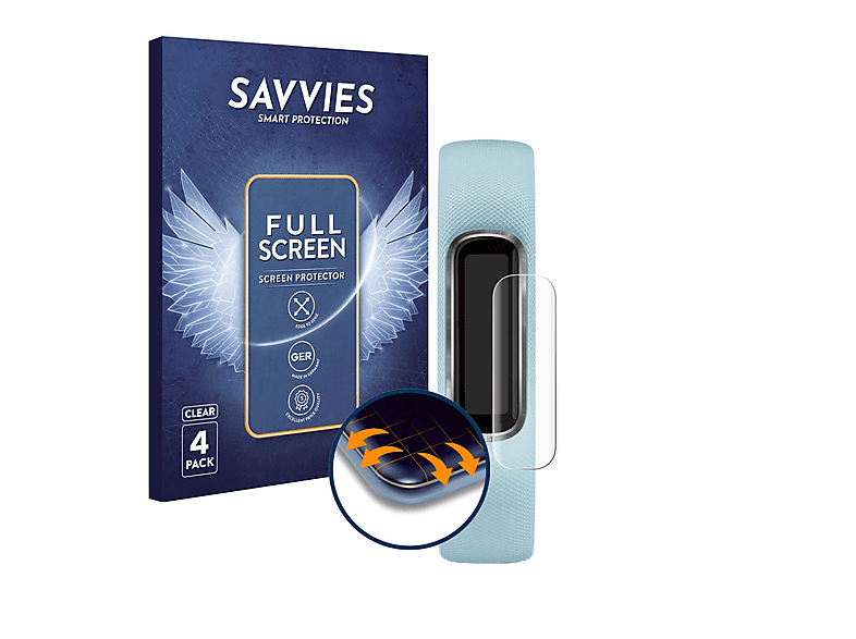 SAVVIES 4x Flex Full-Cover 3D Curved Schutzfolie(für Garmin Vivosmart 4)