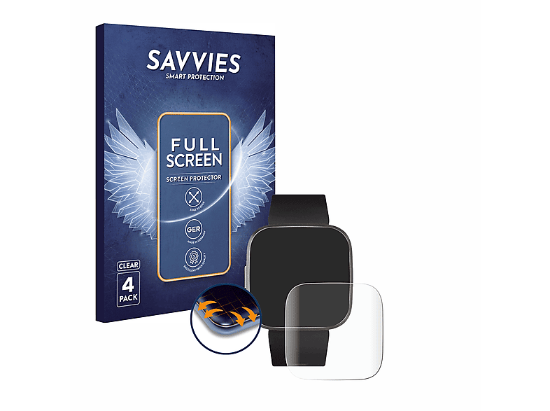 SAVVIES 4x Flex Full-Cover 3D Curved Schutzfolie(für Fitbit Versa 2 Special Edition)