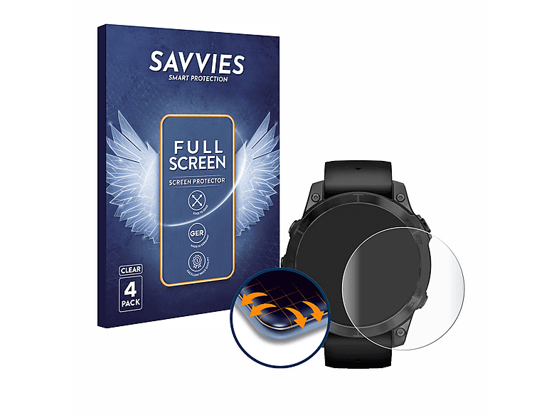 Pack 4 Films Protection écran Full-screen Savvies Pour Garmin Descent Mk2i – Transparent, 3D Incurvé, Auto-réparant